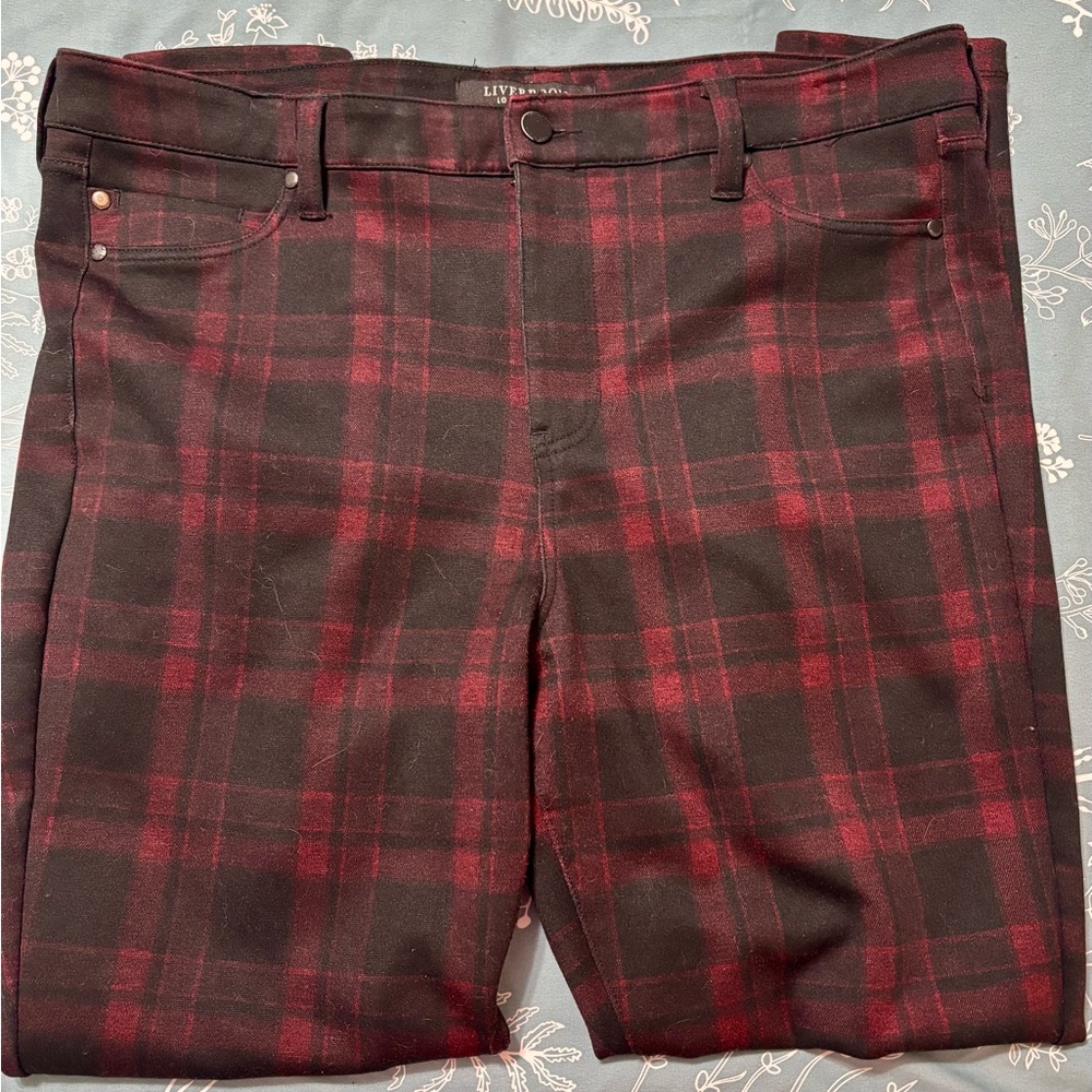 Liverpool Red and Black Plaid Pants